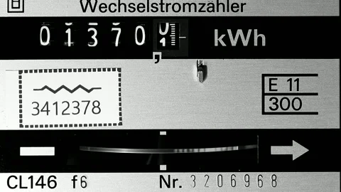 Electricity meter electric meter with red dial number. kWh symbol. Stock Footage 270375727