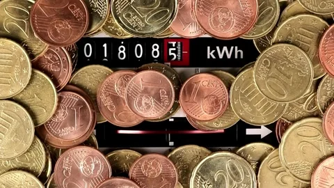 Electricity meter electric meter with red dial number. kWh symbol. Stock Footage 271180990