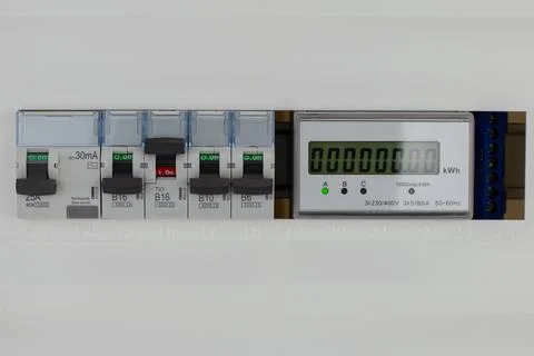 Electricity Meter Showing Zero Consumption Foto stock