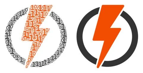 Electricity Mosaic of Binary Digits 스톡 일러스트