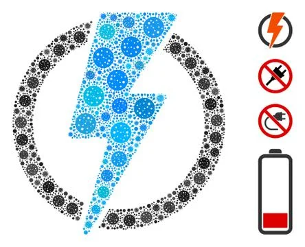 Electricity Mosaic of Covid Virus Elements Stock Illustration