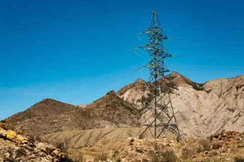 Electricity in the mountains. Stock Photos