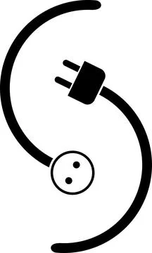 Electricity plug, electricity socket, house, sticker label, electrician logo Illustrazione stock
