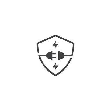 Electricity plug protect, plug shield. Vector icon logo template Stock Illustration