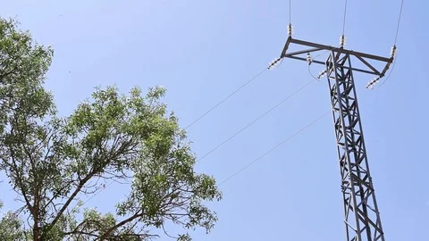 Electricity pole in the field Stock Footage 115351187