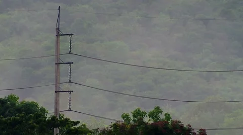 Electricity pole with mountain background Stock Footage 52578725