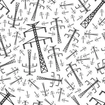 Electricity pole seamless pattern Stock Illustration