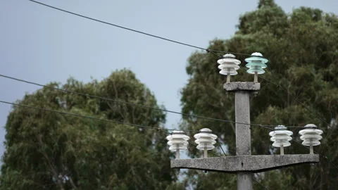 Electricity pole under the stormy wind Stock Footage 253720568