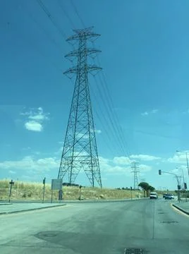 Electricity Poll in high Sky Foto stock