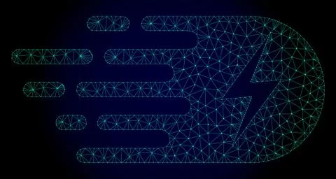 Electricity Polygonal Frame Vector Mesh with Fast Motion Effect Illustrazione stock
