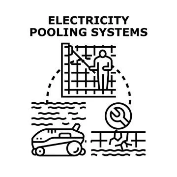 Electricity pooling systems managing energy resources for supply Stock Illustration