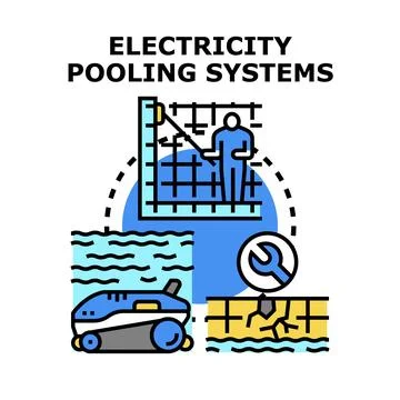 Electricity pooling systems managing energy resources for supply Stock Illustration
