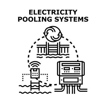 Electricity pooling systems managing energy distribution network Stock Illustration