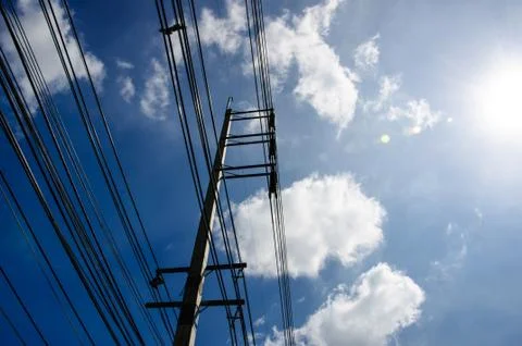 Electricity post and sunlight Stock-Fotos