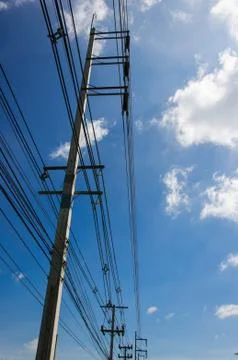 Electricity post and sunlight Stock-Fotos