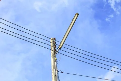 Electricity post with the bluesky 스톡 사진