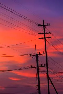 Electricity post in evening Stock Photos