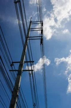 Electricity post in sky Stock Photos