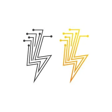 Electricity, power lightning thunder technology. Vector icon template Illustrazione stock