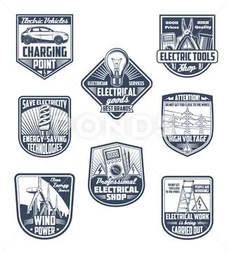 Electricity, power save and ecology icons Stock Illustration