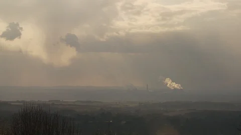 Electricity power station clouds timelapse Abingdon Stock Footage 106393042