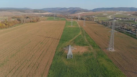 Electricity power tower on the ground 스톡 동영상 90079967