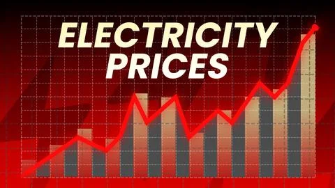 Electricity Prices Increasing Concept background with red alarming colors 4k Stock Illustration