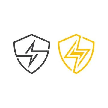 Electricity protect, shield. Vector icon logo template Stock Illustration