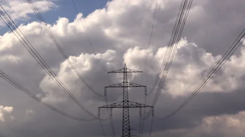 Electricity pylon against the cloudy sky Stock Footage 37415232