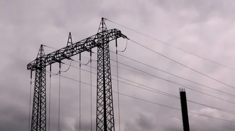 Electricity pylon against the sky in Germany Stockbeeldmateriaal 39394572