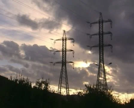 Electricity pylon clouds Time-lapse Stock Footage 20508660