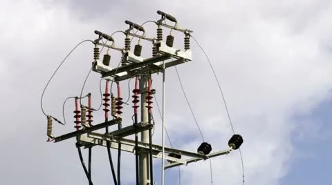 Electricity pylon clouds Time-lapse Stock Footage 20509373