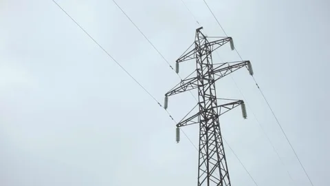 Electricity pylon on a cloudy sky Stock Footage 103853624