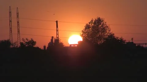 Electricity pylon at sunset Video stock 11953536