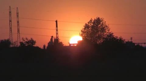 Electricity pylon at sunset Video stock 11953721