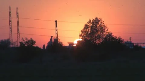 Electricity pylon at sunset Video stock 11953802