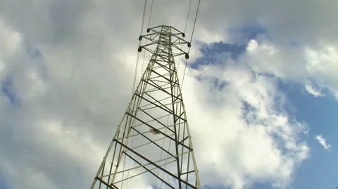 Electricity Pylon time lapse cloud dark cloud Stock Footage 8563433