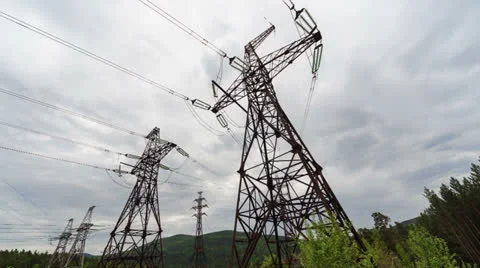 Electricity pylon, Time Lapse Stock Footage 23613930