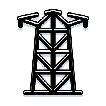 Electricity pylon tower generating power transmission icon Stock Illustration