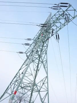 Electricity pylon in winter Stock Photos