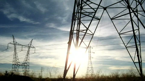 Electricity pylons Stock Footage 740549