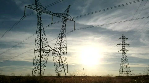 Electricity pylons Stock Footage