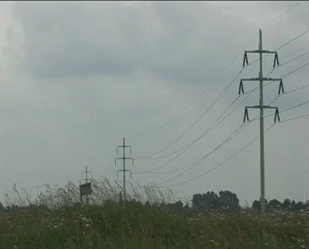 Electricity pylons Stock Footage 8517338