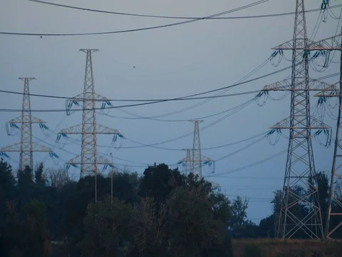 Electricity pylons Stock Footage 78468203