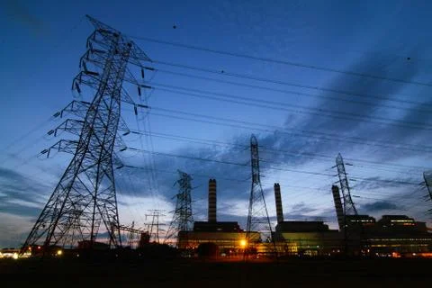 Electricity pylons Stock Photos