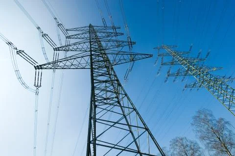 Electricity pylons Stock Photos