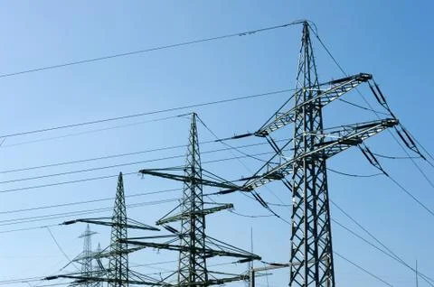 Electricity pylons Stock Photos