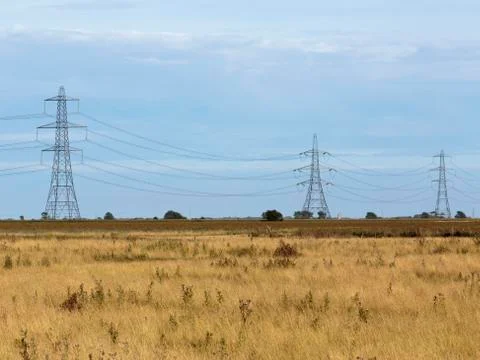 Electricity pylons Stock Photos