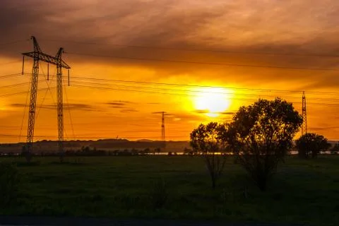 Electricity pylons3 Stock Photos