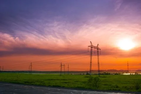 Electricity pylonsb Stock Photos